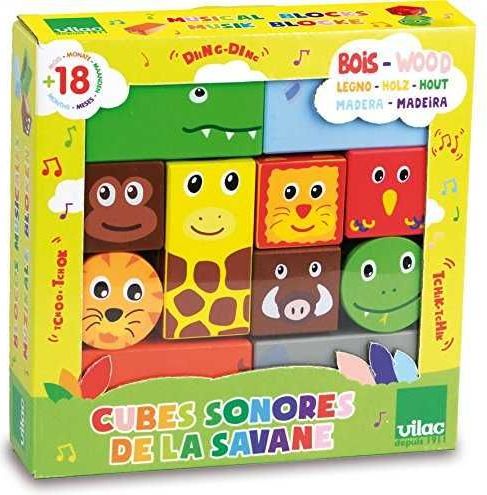 Vilac Chrastící zvukové kostky Zvířátka ze safari - obrázek 6