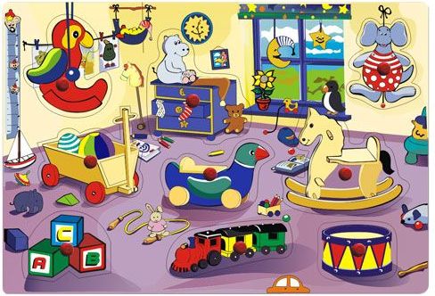 Vkládačky Dřevěné vkládací puzzle dětský pokojíček - obrázek 1