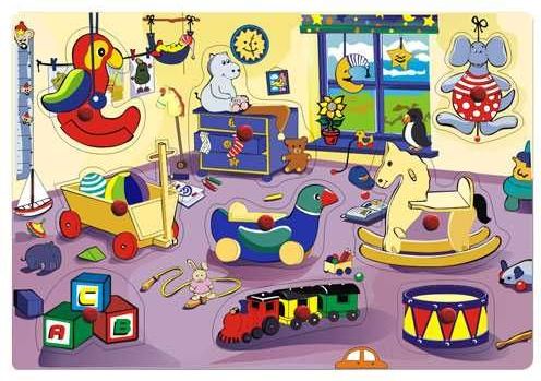Vkládačky Dřevěné vkládací puzzle dětský pokojíček - obrázek 3