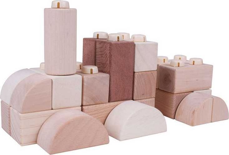 Kostky - Dřevěné spojkostky, Set natur, 100ks (Bigjigs) - obrázek 5
