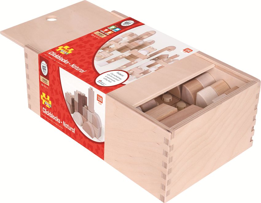 Kostky - Dřevěné spojkostky, Set natur, 100ks (Bigjigs) - obrázek 11