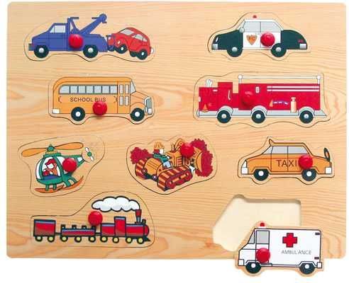 Vkládačky Dřevěné vkládací puzzle dopravní prostředky E - obrázek 3
