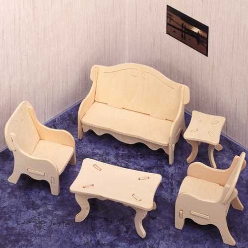 Woodcraft construction kit Woodcraft Dřevěné 3D puzzle obývací pokoj - obrázek 2