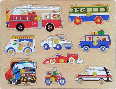 Vkládačky Dřevěné vkládací puzzle dopravní prostředky B - obrázek 1