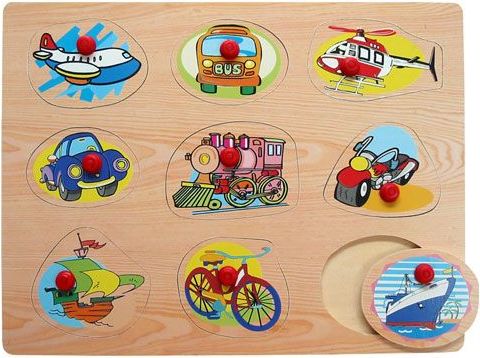 Vkládačky HJ Toys Vkládací puzzle dopravní prostředky G - obrázek 1