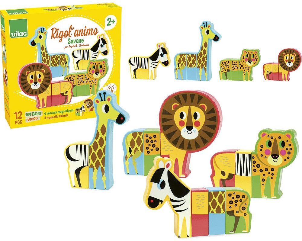 Vilac Dřevěné puzzle Veselé safari - obrázek 23