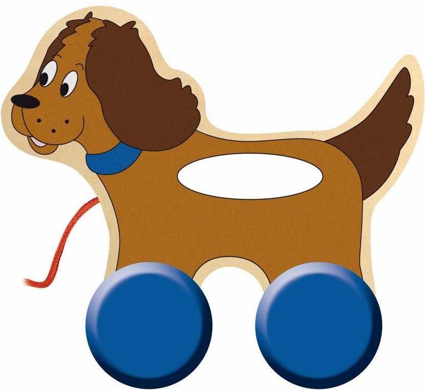 Dřevěné hračky Woody - Pejsek na kolečkách s držadlem - obrázek 2