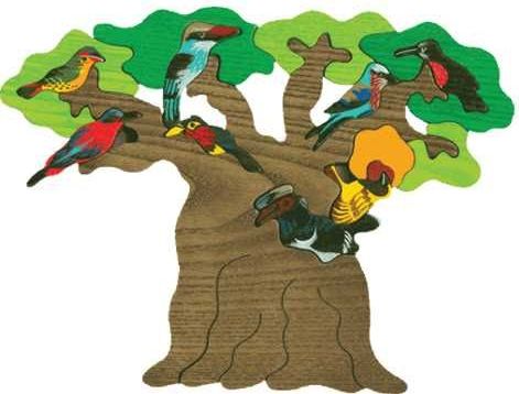 Fauna Dřevěné vkládací puzzle z masivu Afričtí ptáci - obrázek 2
