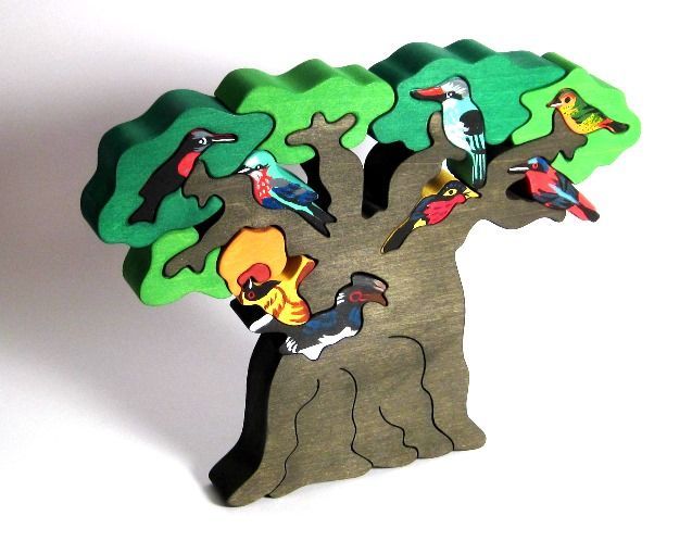 Fauna Dřevěné vkládací puzzle z masivu Afričtí ptáci - obrázek 3