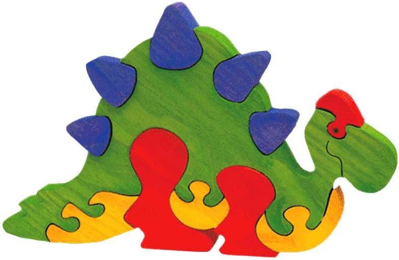 Fauna Dřevěné vkládací puzzle z masivu velký stegosaurus - obrázek 1