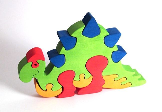 Fauna Dřevěné vkládací puzzle z masivu velký stegosaurus - obrázek 3