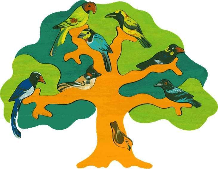 Fauna Dřevěné vkládací puzzle z masivu Asijští ptáci - obrázek 2