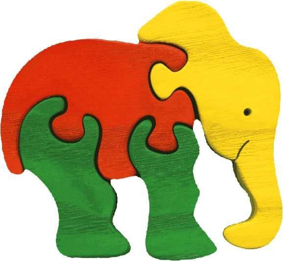 Fauna Dřevěné vkládací puzzle z masivu malý slon - obrázek 1