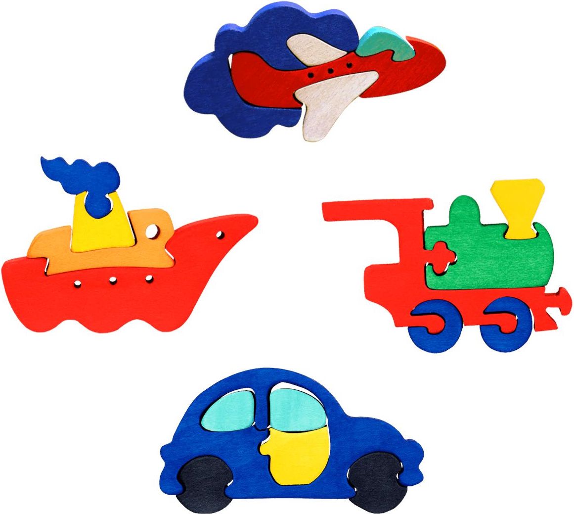 Fauna Dřevěné vkládací puzzle sada dopravních prostředků 4 ks - obrázek 4