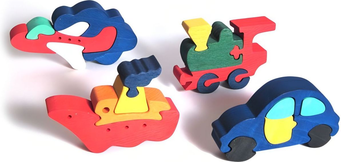 Fauna Dřevěné vkládací puzzle sada dopravních prostředků 4 ks - obrázek 5