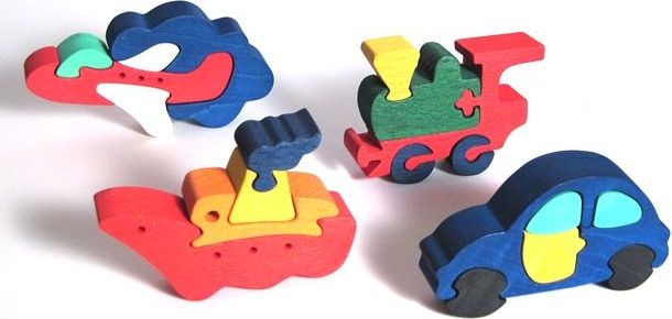Fauna Dřevěné vkládací puzzle sada dopravních prostředků 4 ks - obrázek 3