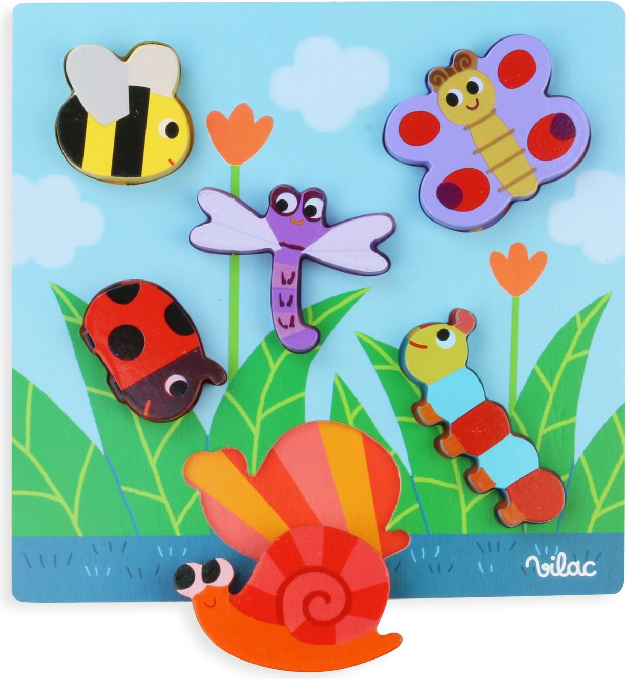 Vilac Dřevěné puzzle louka - obrázek 2