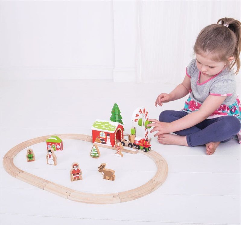 Bigjigs Rail Dřevěná vláčkodráha Zimní země divů 25 dílů - obrázek 2