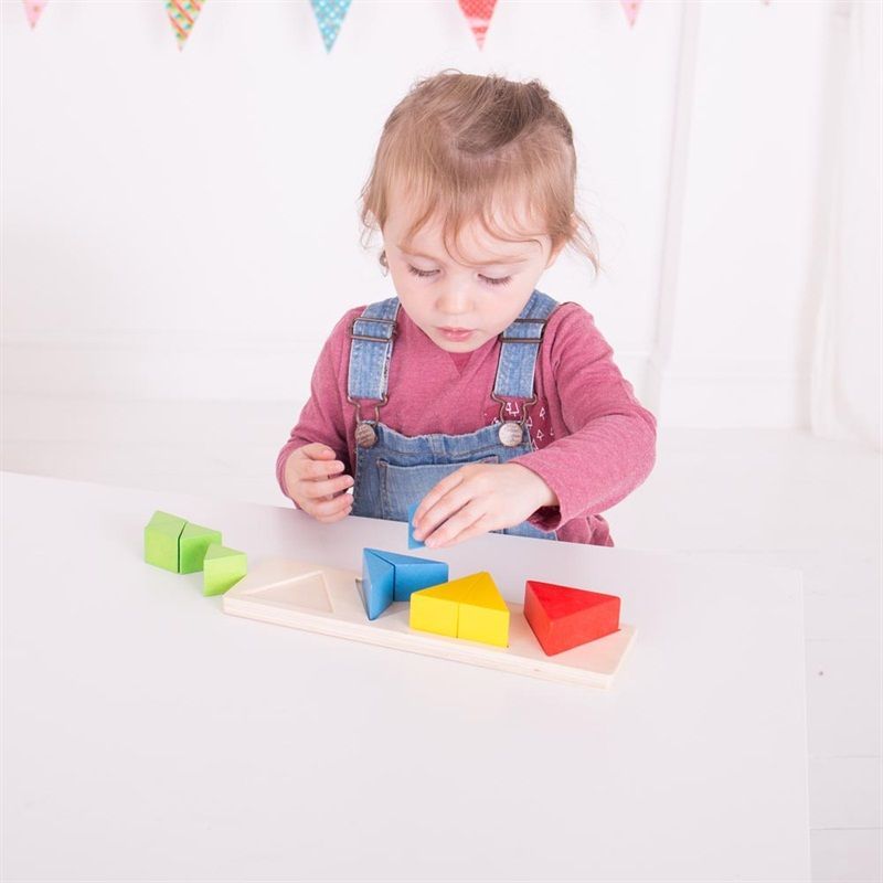 Bigjigs Toys Vkládací puzzle zlomky trojúhelníky - obrázek 4
