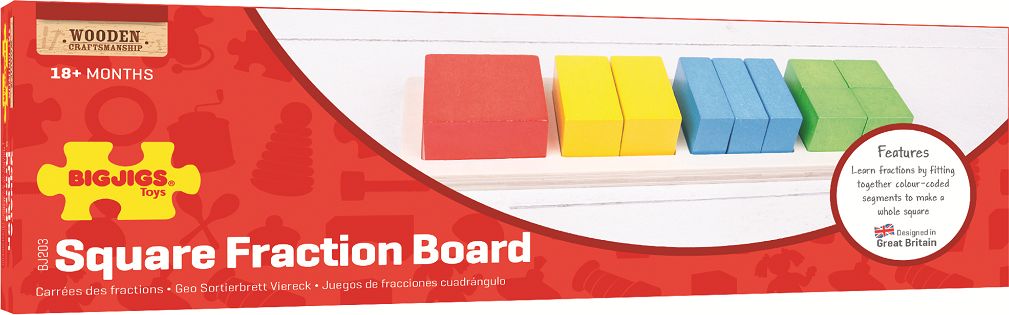 Bigjigs Toys Vkládací puzzle zlomky čtverce - obrázek 4