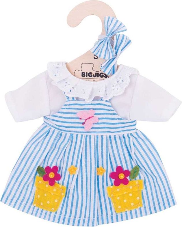 Bigjigs Toys Modré pruhované šaty pro panenku 28 cm - obrázek 2
