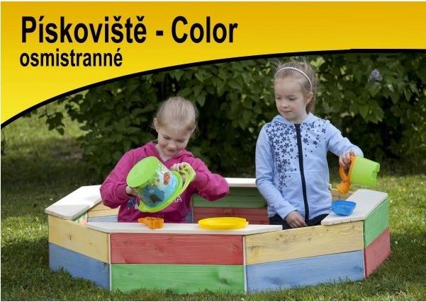 Česká dřevěná hračka Pískoviště s ochrannou sítí, dřevěné barevné - obrázek 3
