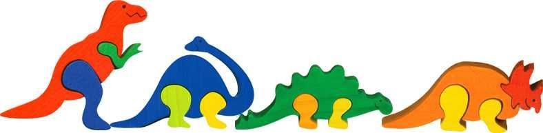 Fauna Dřevěné vkládací puzzle z masivu sada dinosauři 4 ks - obrázek 1