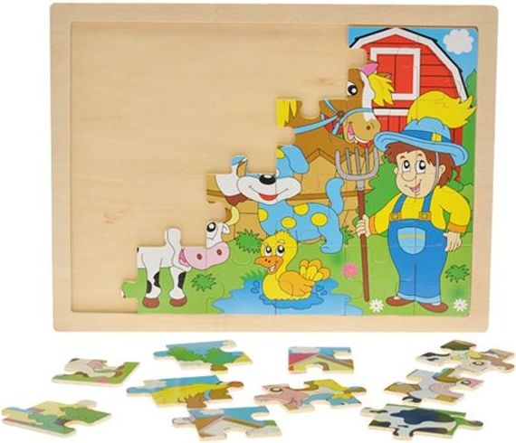 Mikro Trading Dřevěné puzzle statek 24ks - obrázek 1