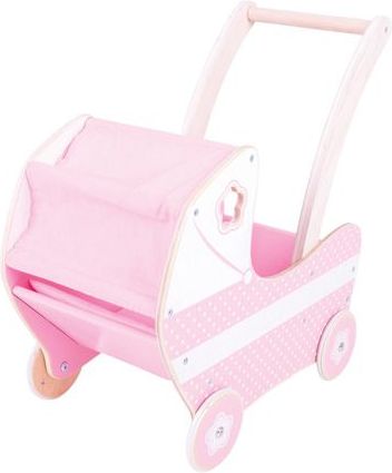 Bigjigs Toys Dřevěný kočárek pro panenky - obrázek 1