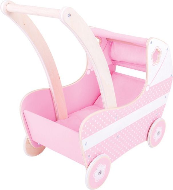 Bigjigs Toys Dřevěný kočárek pro panenky - obrázek 2