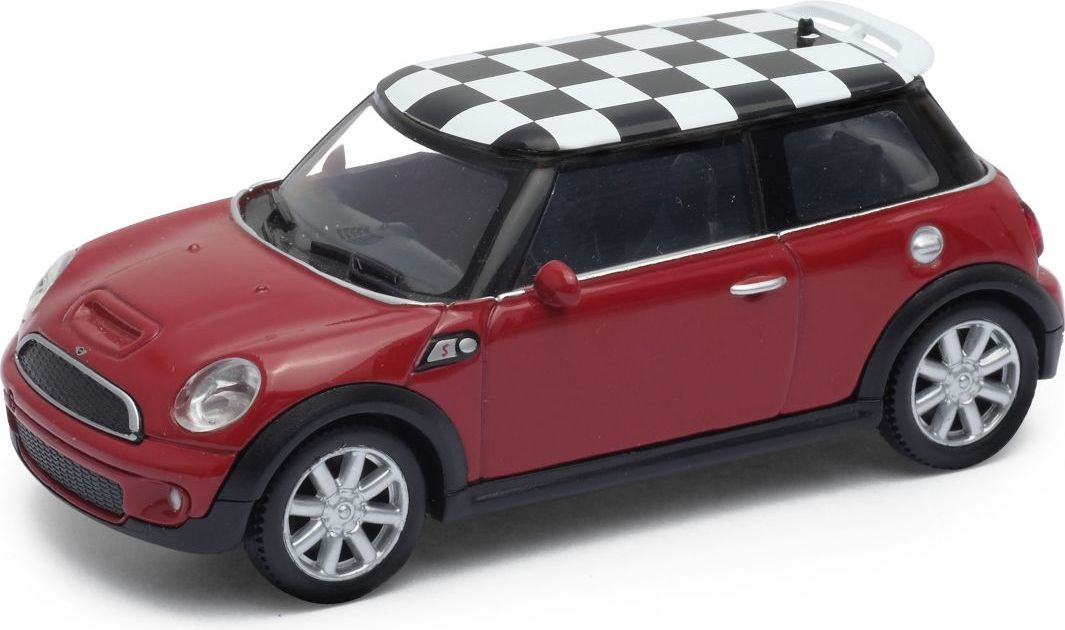 Welly - Mini Cooper S (šachovnice) model 1:43 červený - obrázek 1