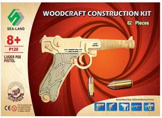 Woodcraft construction kit Woodcraft Dřevěné 3D puzzle pistol Luger - obrázek 1