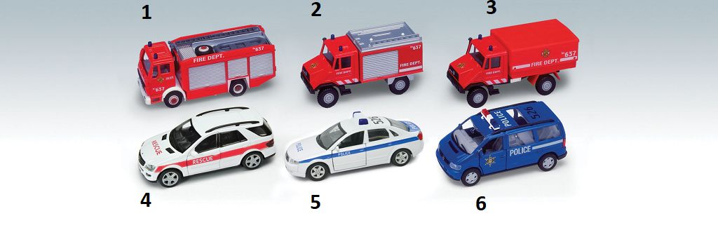 Welly - Urban Spirit Záchranářské auta 1ks - červená hasiči 3 - obrázek 1