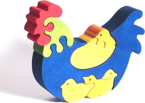 Fauna Dřevěné vkládací puzzle z masivu slepička s kuřátky - obrázek 2