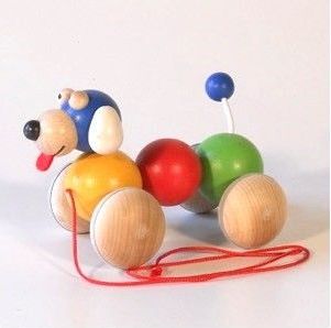 Ceeda Cavity Dřevěné hračky - Tahací hračka vrtík - pes duhový - obrázek 1