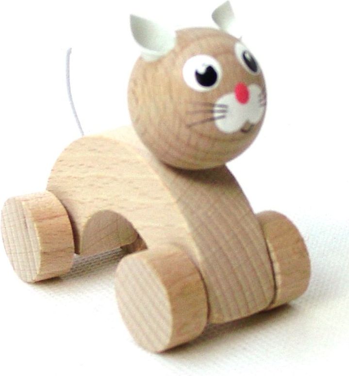 Česká dřevěná hračka Jezdící zvířátka na kolečkách – Kočka - obrázek 1