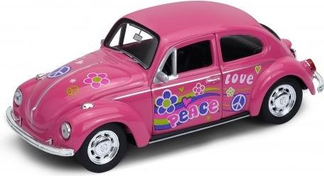 Welly Volkswagen Beetle model 1:34 růžový duhový - obrázek 1