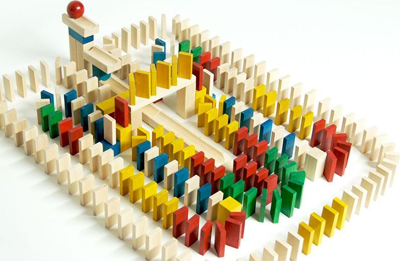 EkoToys Dřevěné domino barevné 830 ks - obrázek 2