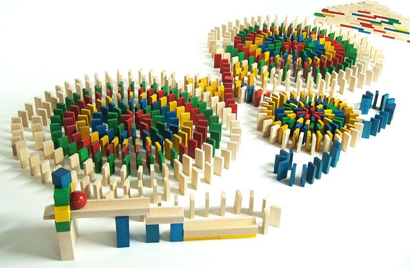 EkoToys Dřevěné domino barevné 830 ks - obrázek 8