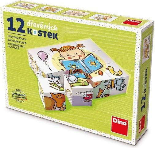 Dino Hezký den 12 dřevěné kostky - obrázek 1