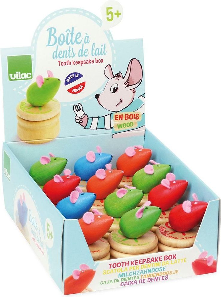 Vilac Dřevěný box na zoubky Myška zelená - obrázek 5
