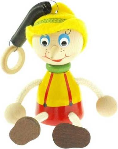 Česká dřevěná hračka Pinocchio s kloboukem na pružině - obrázek 1