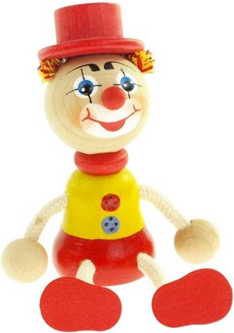 Česká dřevěná hračka Panáček klaun s kloboukem - obrázek 1