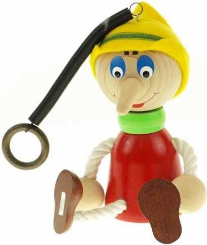 Česká dřevěná hračka Pinocchio velký na pružině - obrázek 1