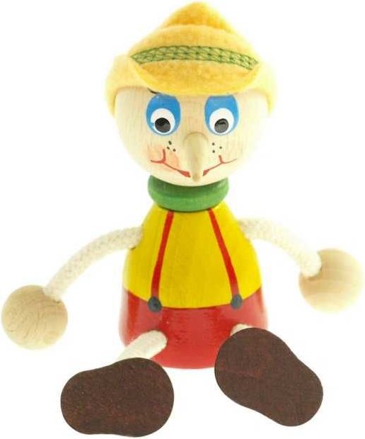Česká dřevěná hračka Panáček Pinocchio s kloboukem - obrázek 1