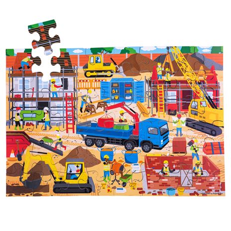 Podlahové puzzle Bigjigs Toys Staveniště 48 dílků - obrázek 1