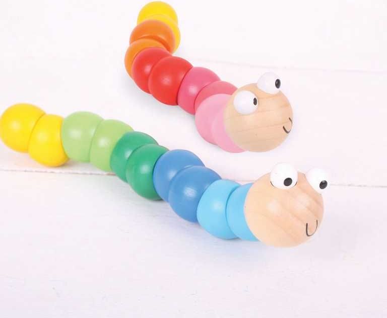 Bigjigs Toys dřevěné hračky - Barevný červík červená - obrázek 2