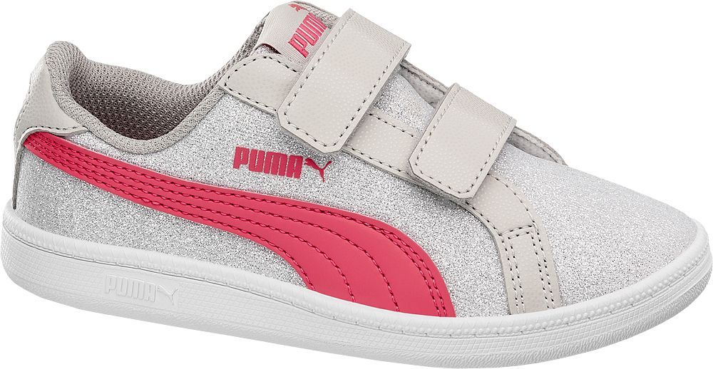Deichmann - Puma Stříbrné tenisky na suchý zip Puma Smash Glitz V Ps 33 růžová - obrázek 1