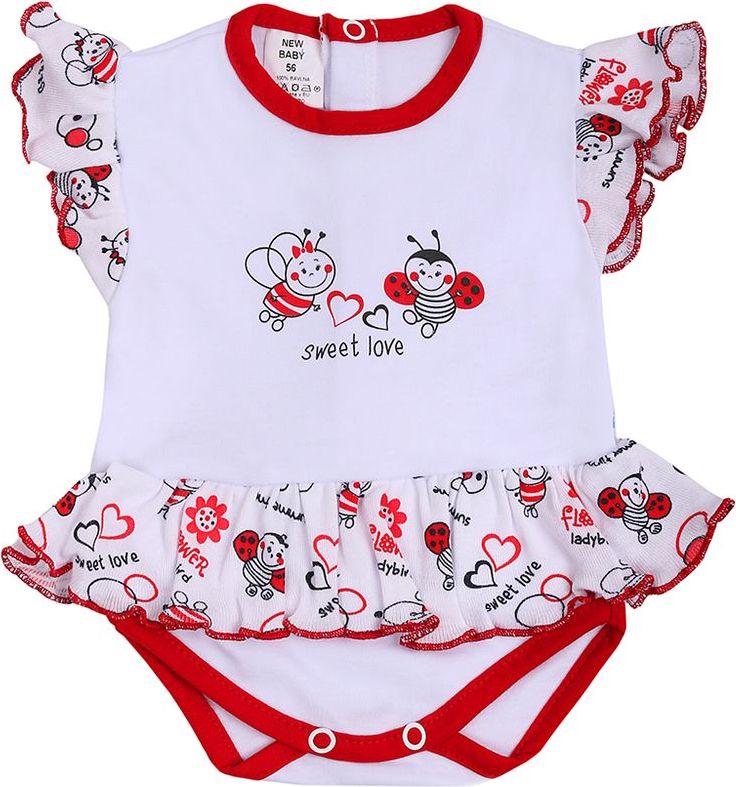NEW BABY Kojenecké body s krátkým rukávem a volánkem New Baby Beruška - 80 (9-12m) - obrázek 1