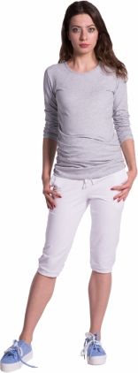 Be MaaMaa Moderní těhotenské 3/4 kalhoty s kapsami - bílé, vel. XXXL - obrázek 1